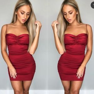 Red silk bodycon dress